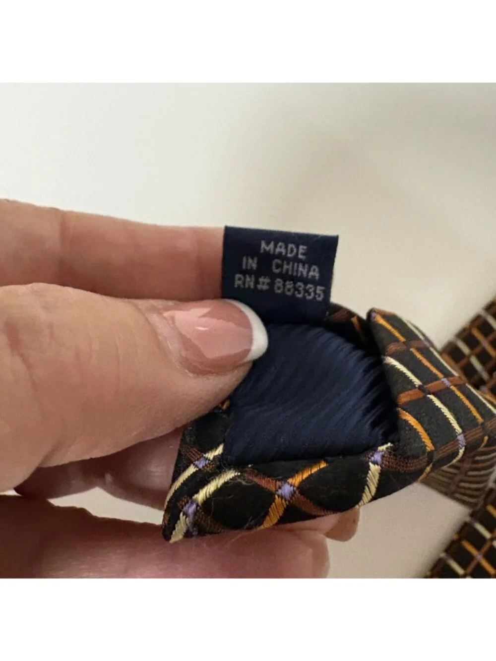 Henry Jacobson Silk Tie Handmade Mens Necktie Brown Geometric Squares Office
